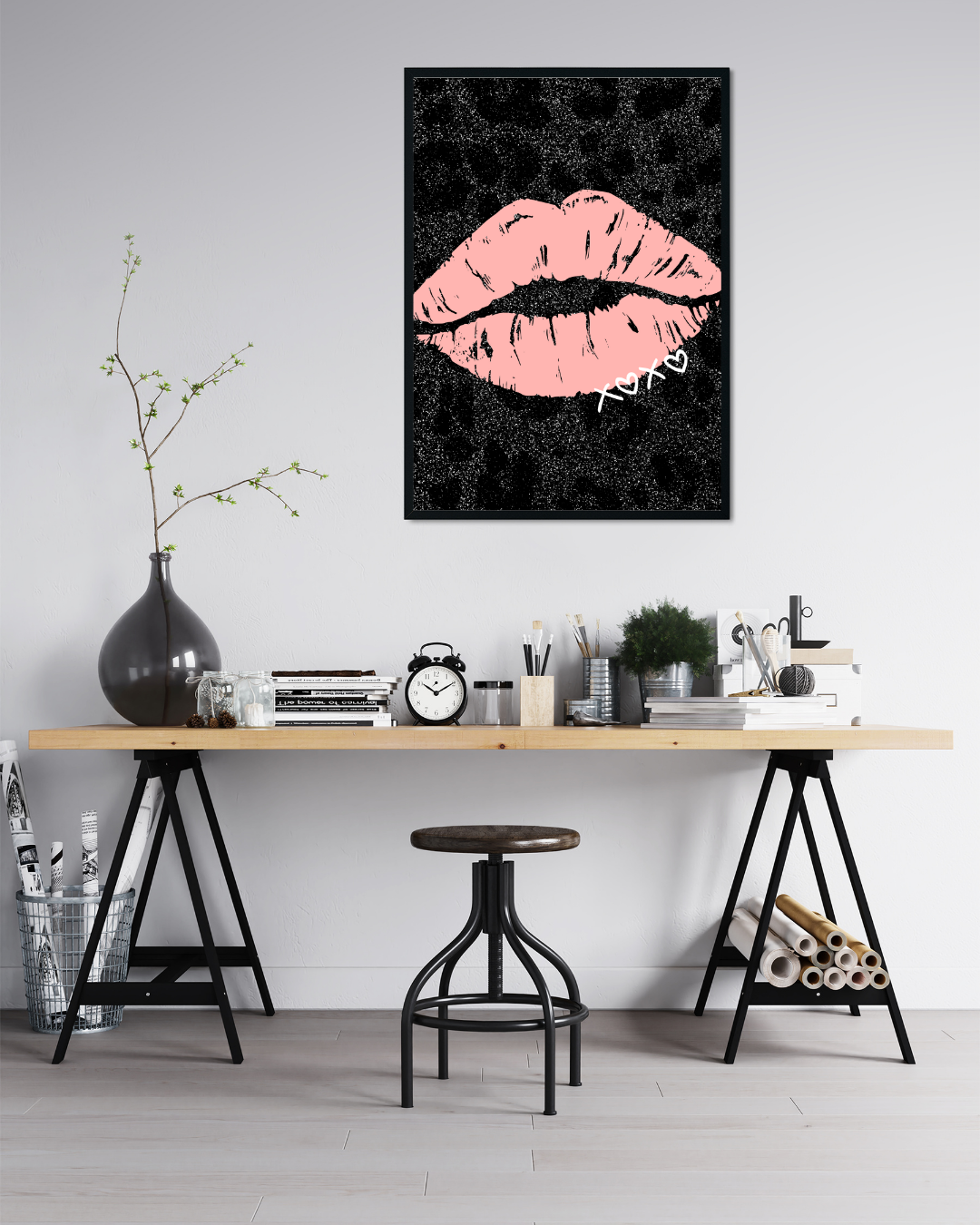 Pink lips wall art