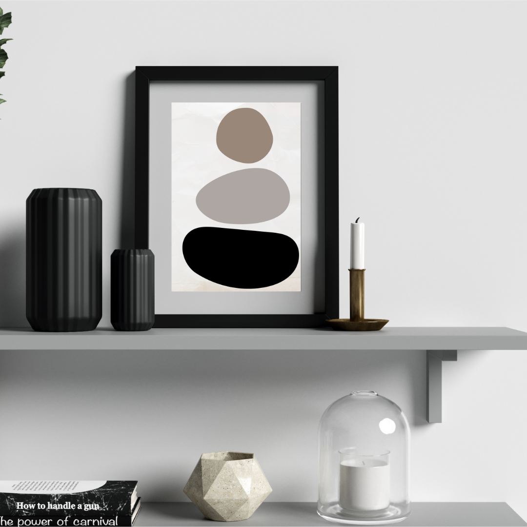 Neutral stone stack wall art print
