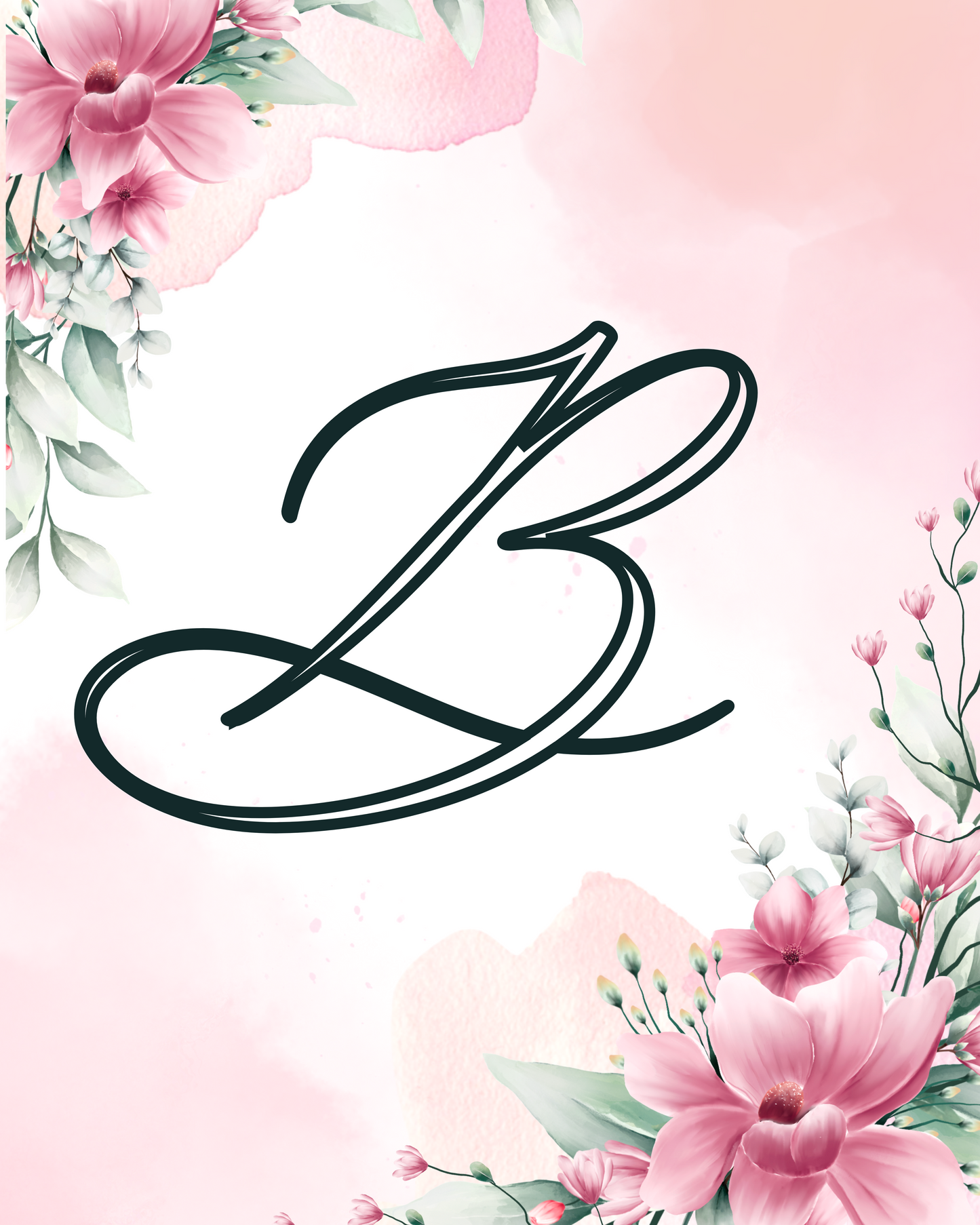 Floral Monogram Wall Art – A to Z Printable Collection
