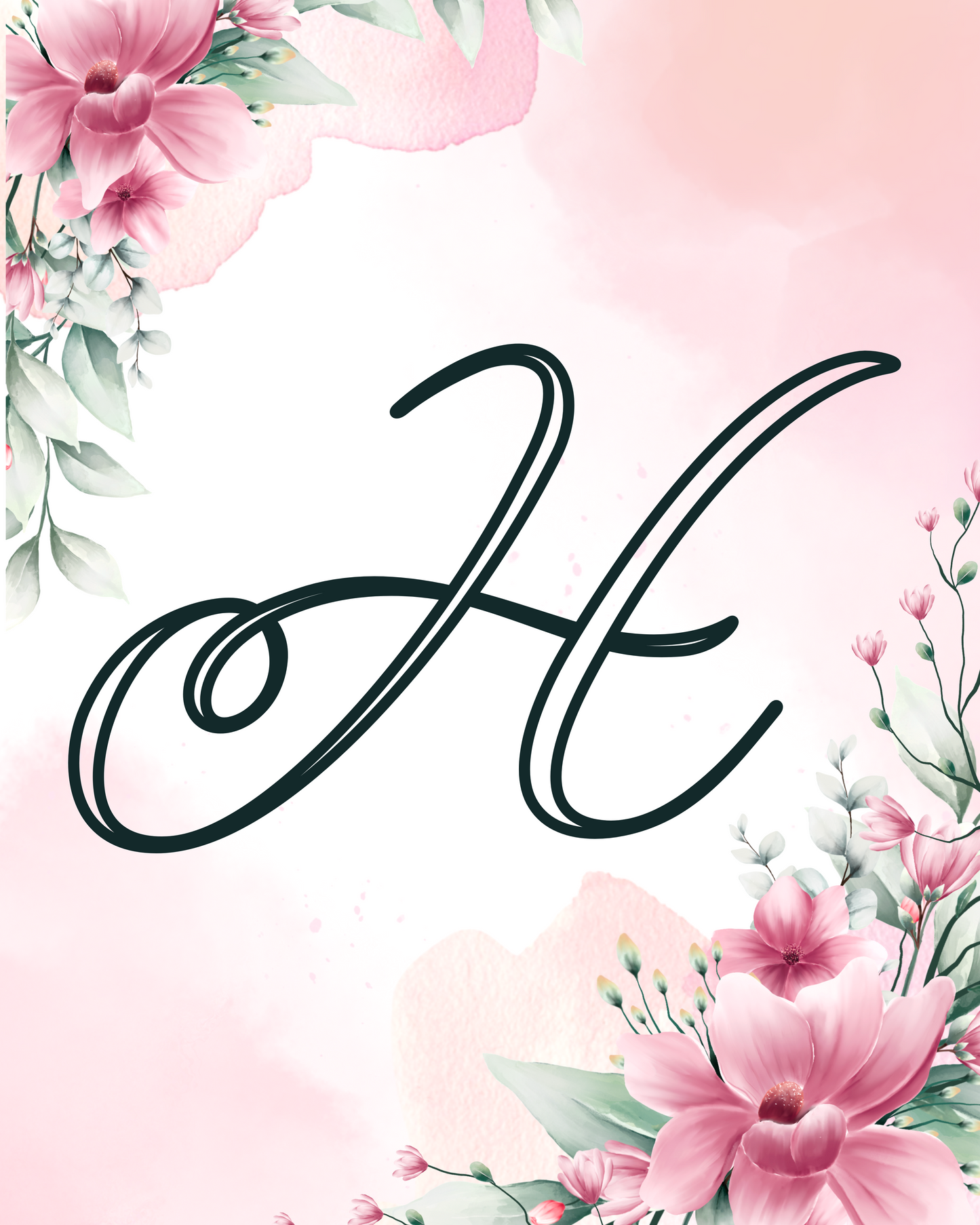 Floral Monogram Wall Art – A to Z Printable Collection