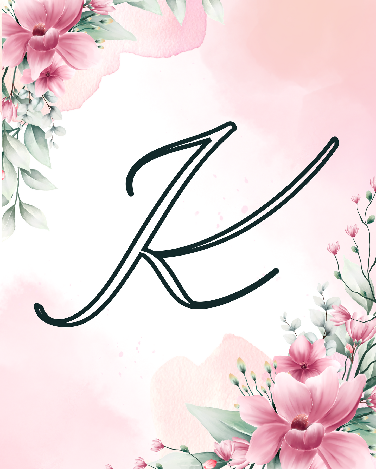 Floral Monogram Wall Art – A to Z Printable Collection