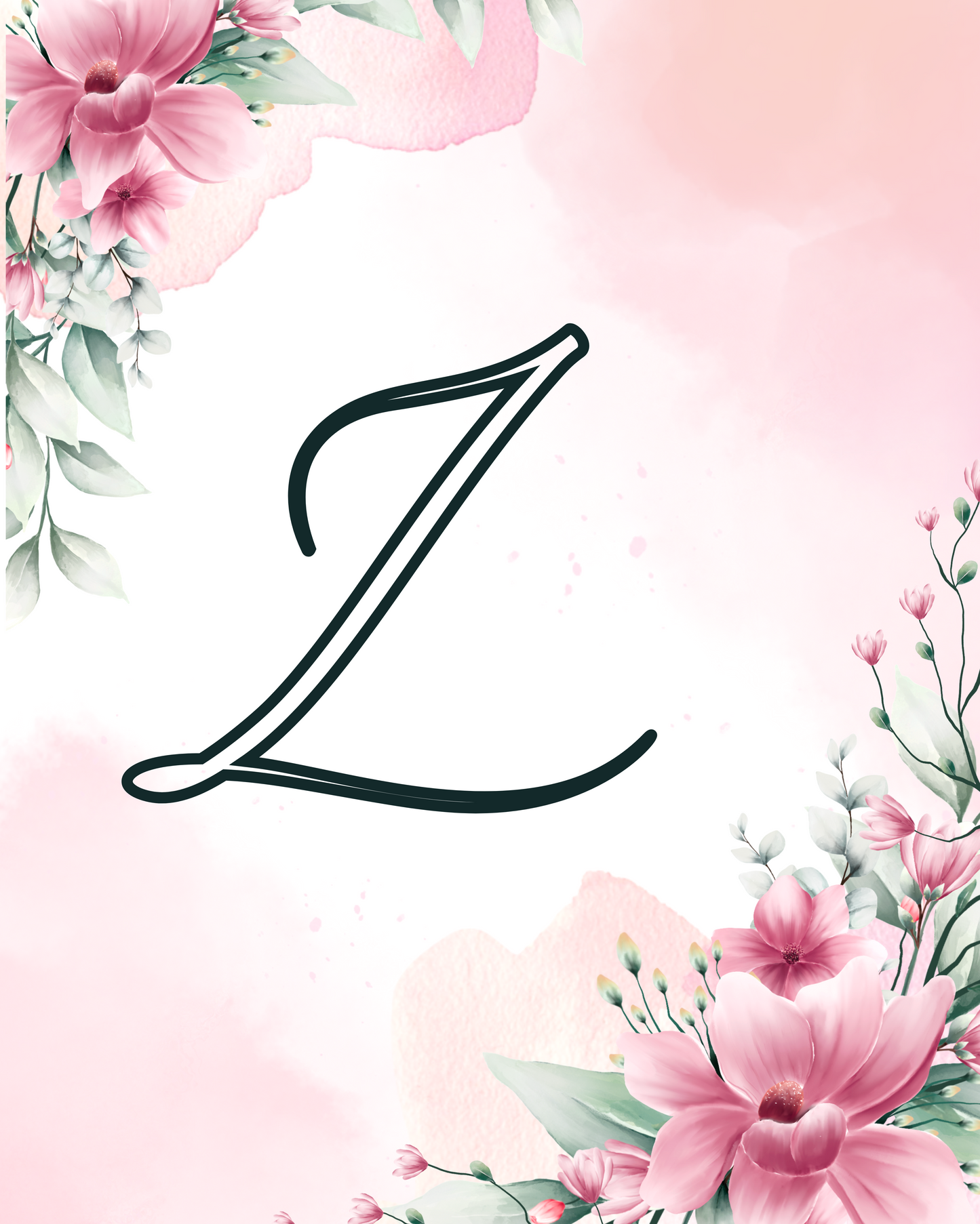 Floral Monogram Wall Art – A to Z Printable Collection