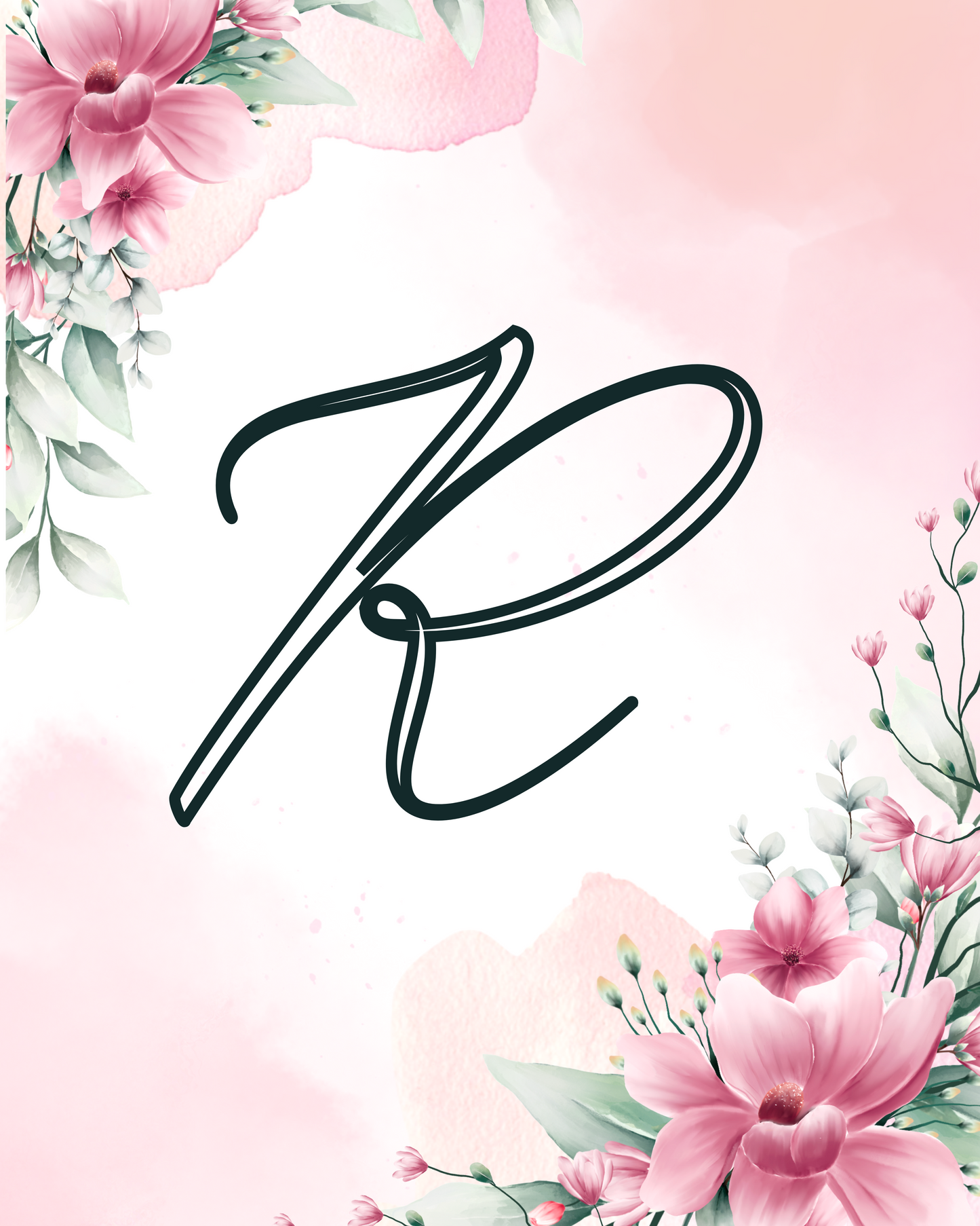 Floral Monogram Wall Art – A to Z Printable Collection