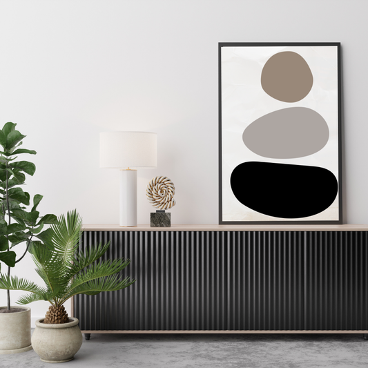 Neutral stone stack wall art print