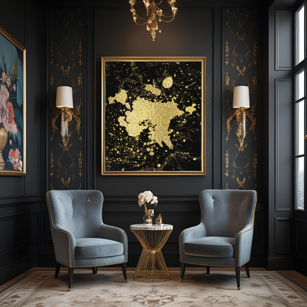 Molten Noir | Luxe Black & Gold Abstract Wall Art