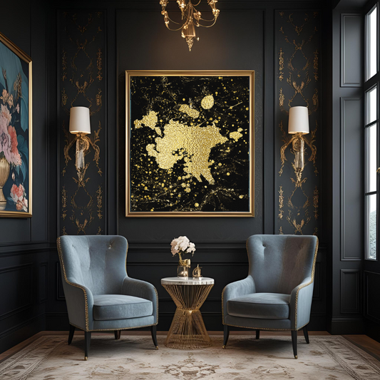 Molten Noir | Luxe Black & Gold Abstract Wall Art