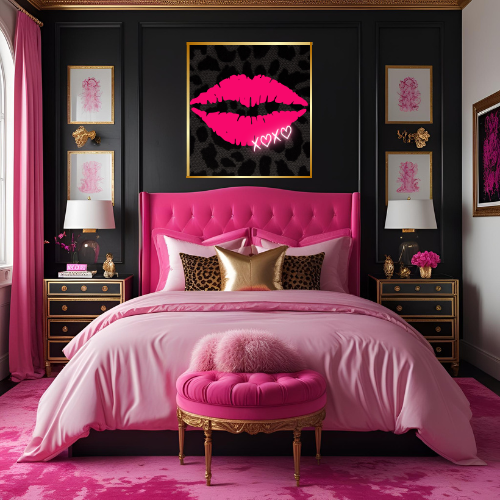 Hot Pink Lips Wall Art