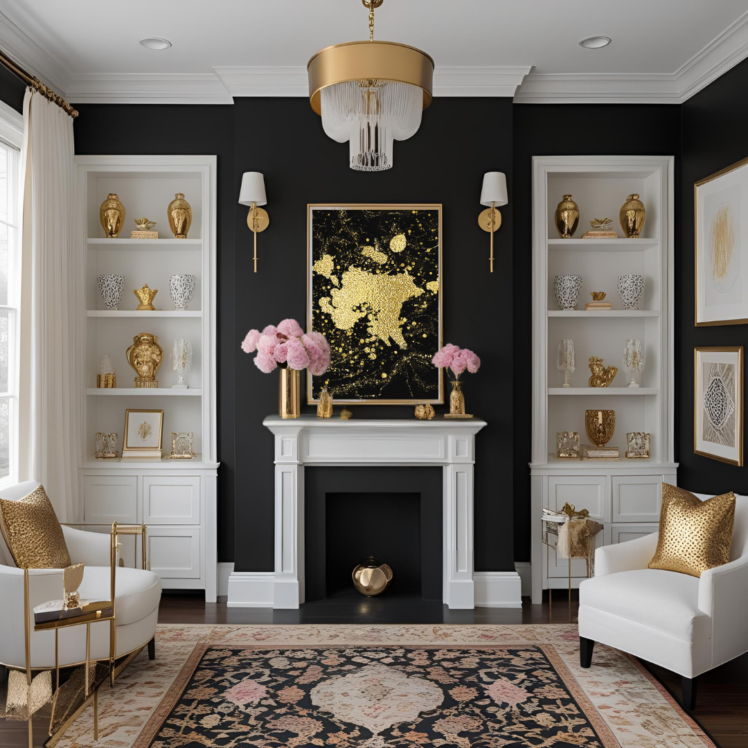 Molten Noir | Luxe Black & Gold Abstract Wall Art