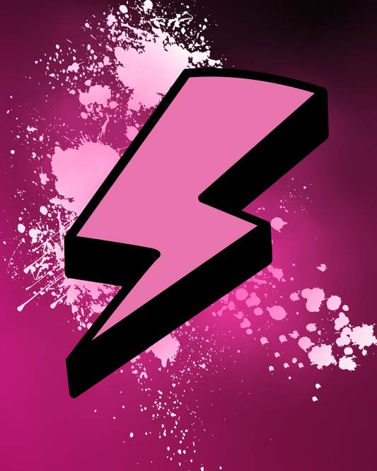 Pink Lightning Bolt Wall Art – Pop Art Graffiti Style Digital Print (Instant Download)
