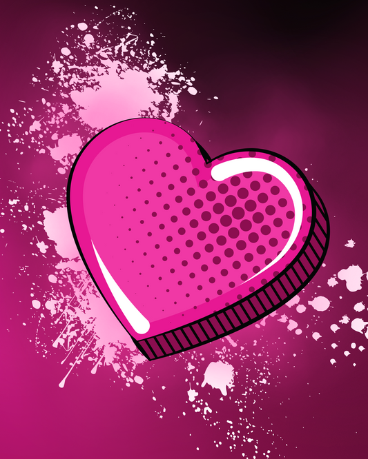 Pop Art Pink Heart Wall Art – Graffiti Style Splatter Print (Digital Download)