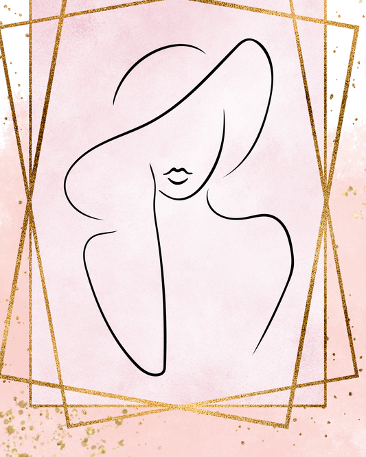 Fabulously Fashionable Line Art – Pink & Gold Modern Woman Wall Decor (Digital Download)