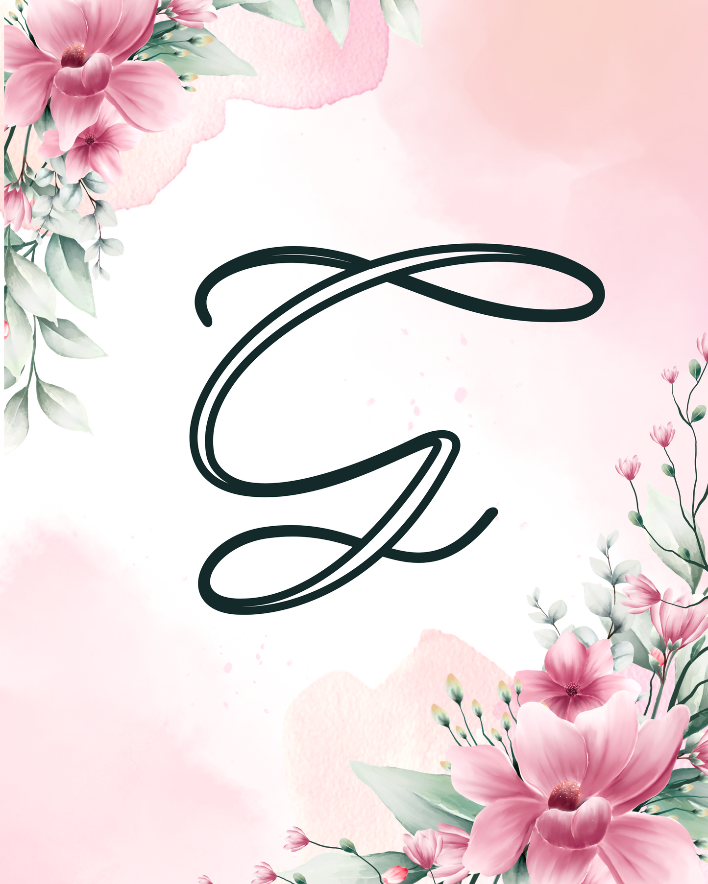 Floral Monogram Wall Art – A to Z Printable Collection